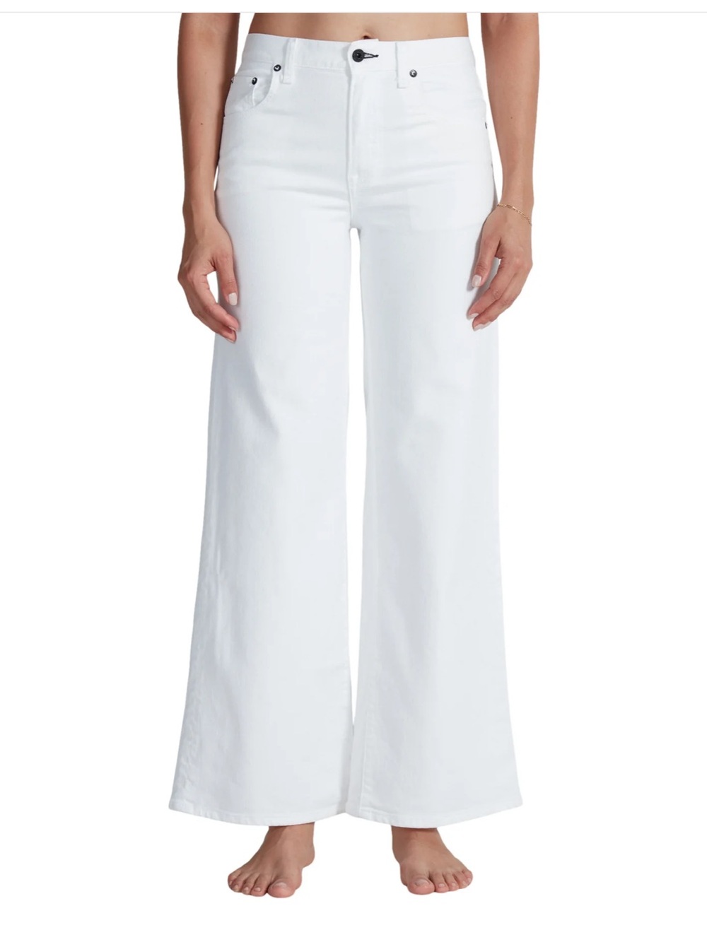 ASKK NY Pistachio Ivory High-Rise Slim Wide-Leg Jeans